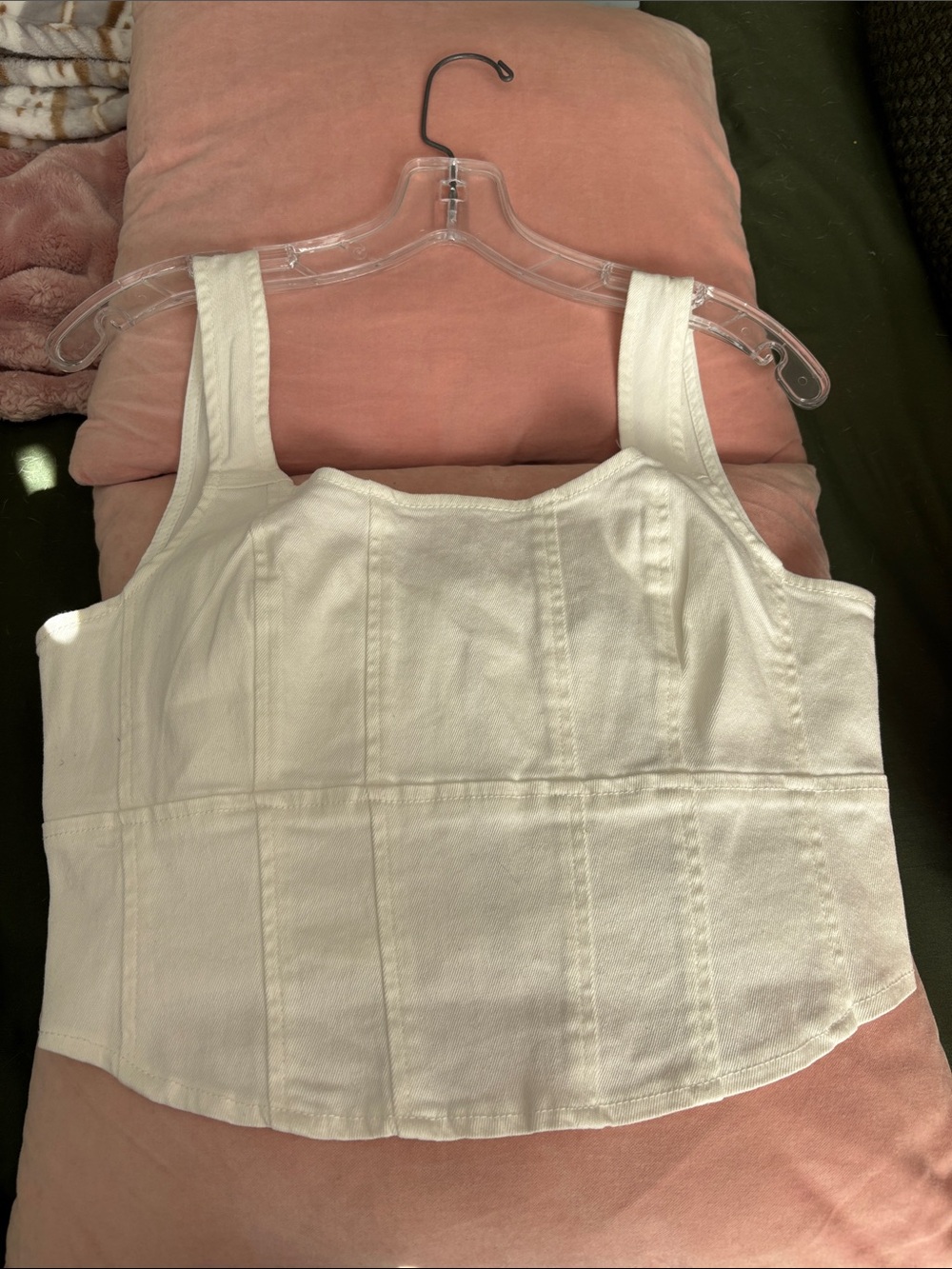 Sincerely Jules White Zip-Back Corset Cropped Tank